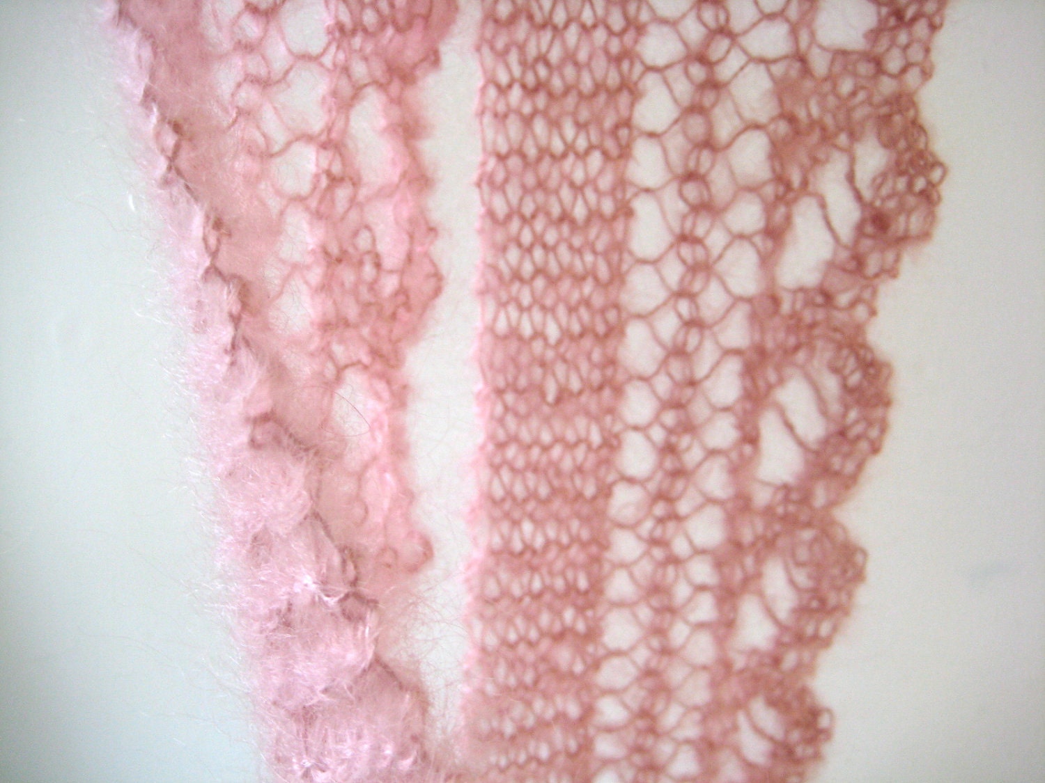 hand knit lacy pink mohair and silk scarf - beaconknits