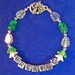 Breathe Bracelet Letter beads with Green and White Glass Flowers and Leaves
