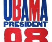 VOTE BARACK OBAMA for PRESIDENT 2008 WHITE PAPER LETTERPRESS PRINT