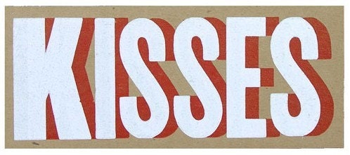 KISSES Red and White Hand Printed Letterpress Cards - 8 pack