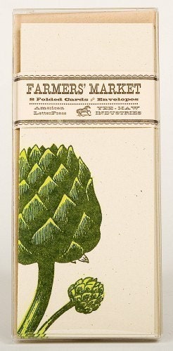 ARTICHOKE GREETING CARDS Farmers Market Letterpress Card Pack of 8