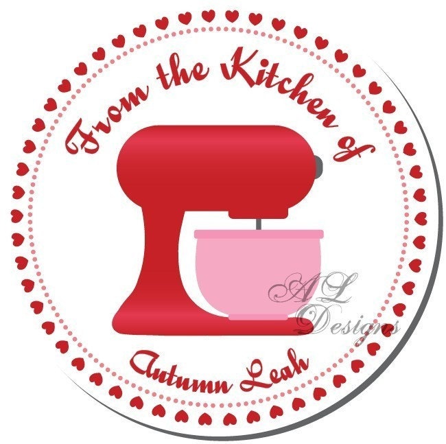 Personalized Stickers - Kitchen Mixer - Baking Labels, Personalized Labels, Valentine Labels, Baking Stickers - Choice of Size