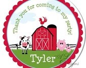 Personalized Stickers --  CUTE FARM -- Personalized Party Labels, Personalized Childrens Stickers, Birthday Party Favors -Choose the Size