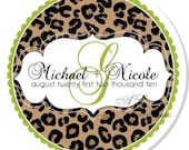 Personalized Stickers -- Leopard Print Wedding Monogram -- Personalized Wedding Labels, Address Labels, Shower, Thank You, Favors