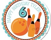 Personalized Stickers -- Boy Bowling Party -- Personalized Party Labels, Birthday Party Stickers -- Choice of Size