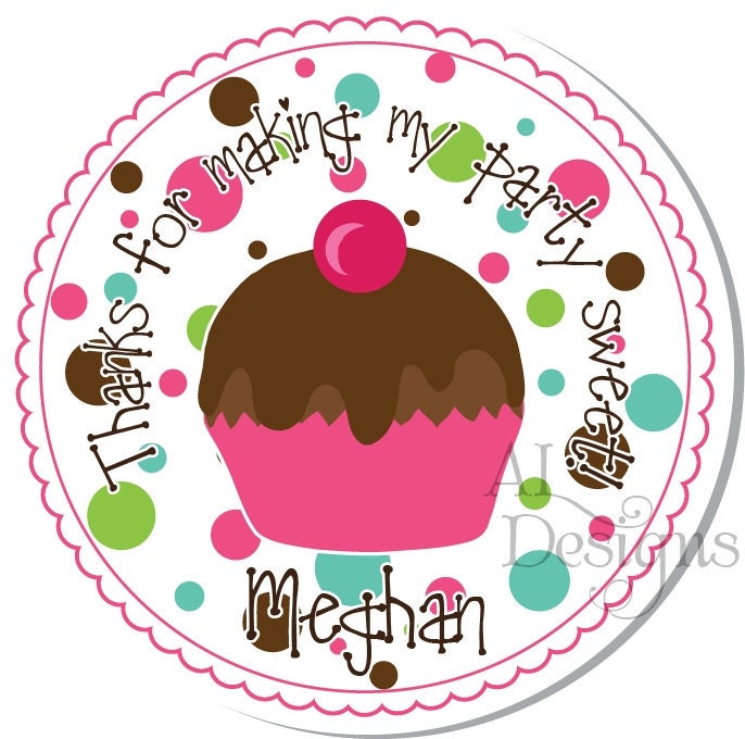 Personalized Cupcake Stickers -- Personalized Labels, Birthday Party Labels, Party Favor Stickers, Cupcake, Birthday Cake -- Choice of Size