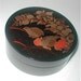 Vintage Otagiri Coaster Set in Box - Japanese Black Lacquerware with Guinea Fowls of Gold