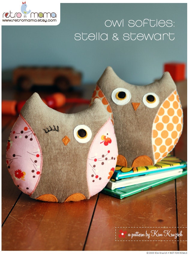 PDF Sewing Pattern Stella and Stewart Owl Softies