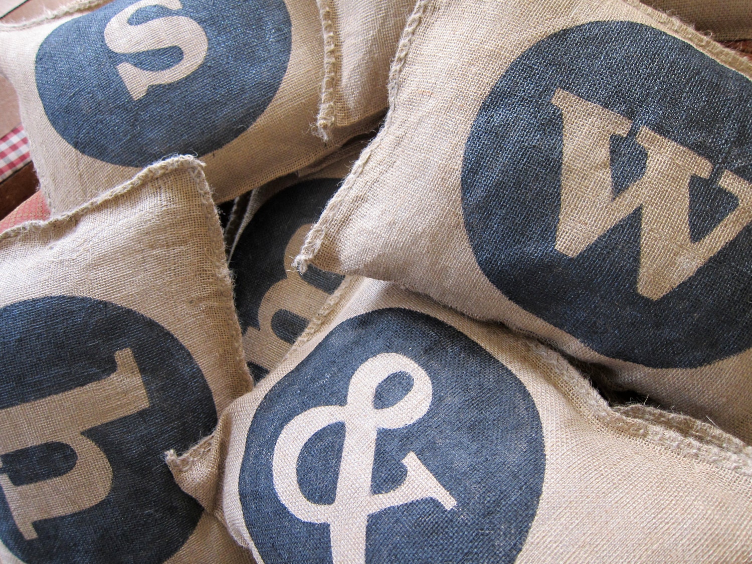Burlap Charley Pillow - Custom Initial - Monogram - Ampersand - Outdoor - Custom