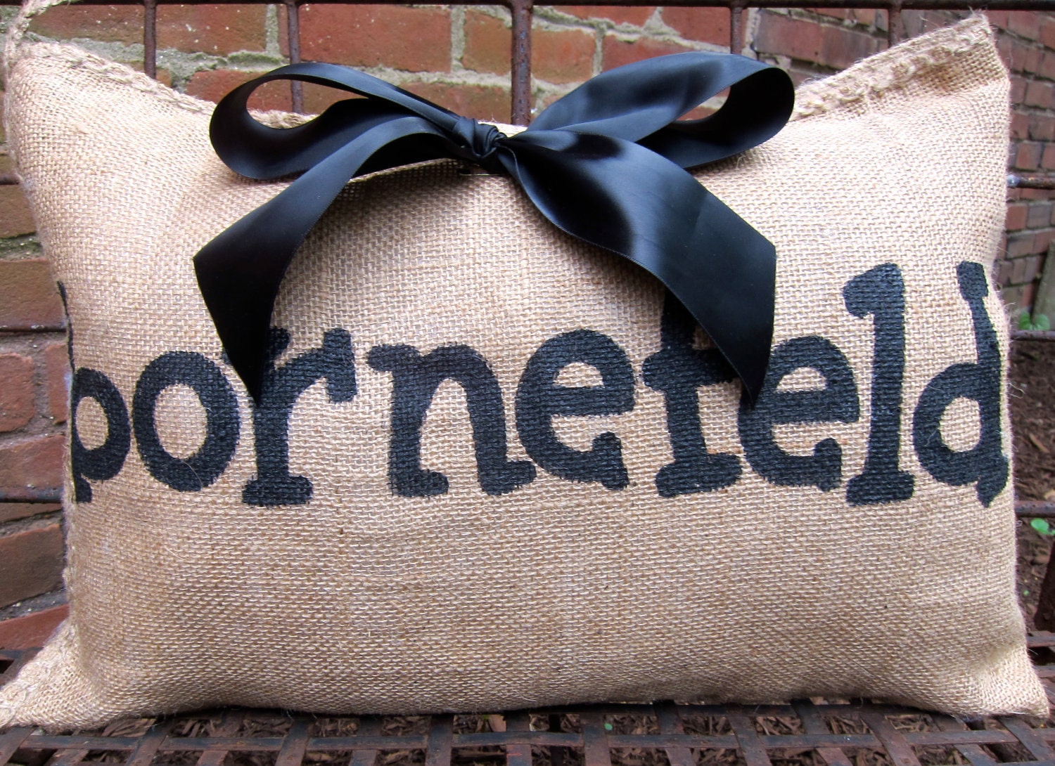 Family Name Burlap Pillow