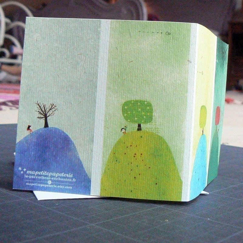 A year in a life of a tree - charming sweet little art card C024