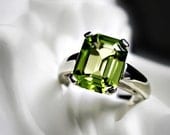 Emerald Cut Peridot Ring