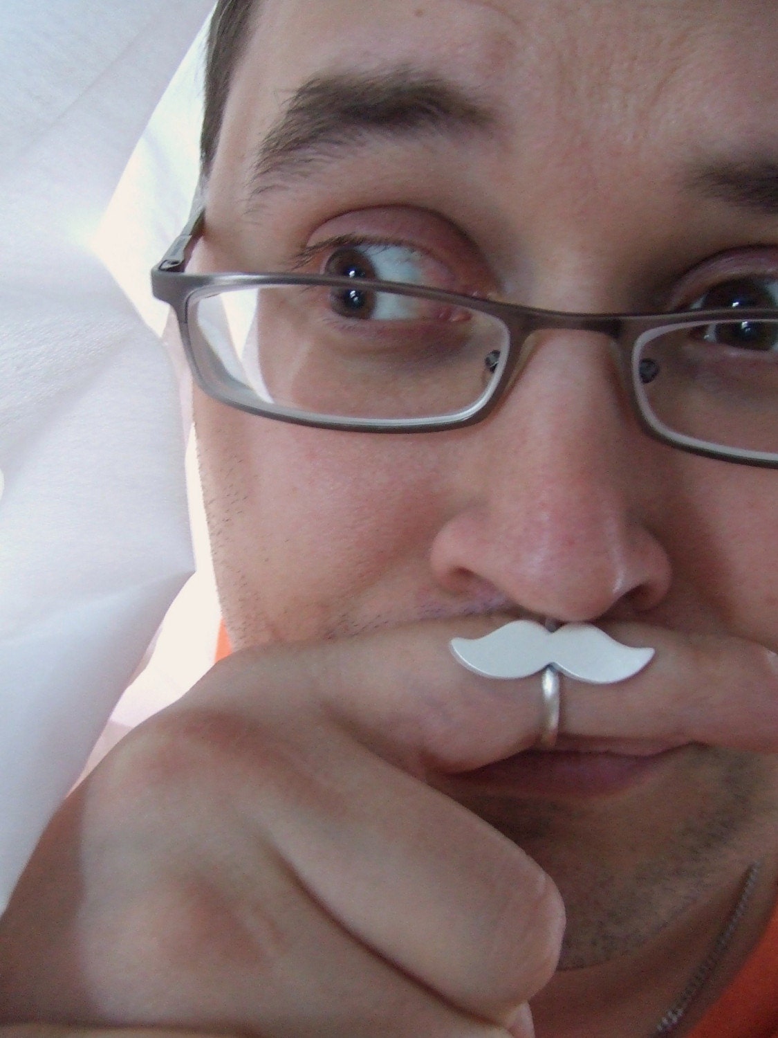 Incognito - geeky movember mustache silver ring