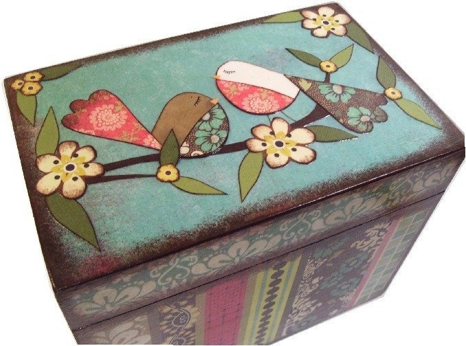 Trinket Keepsake Treasure Box MADE To ORDER  Decoupaged  See Listing- This Box Is LARGE and Crafted by Hand of Wood