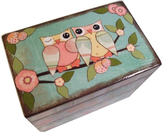 Keepsake Trinket  Box  MADE To ORDER  Decoupaged Sheep - Owl Box and Other Fun Designs  LARGE and Crafted by Hand