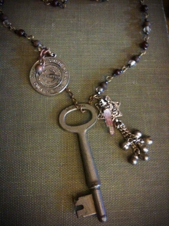 Age of Spiritual Machines -- assemblage charm necklace -- reclaimed vintage