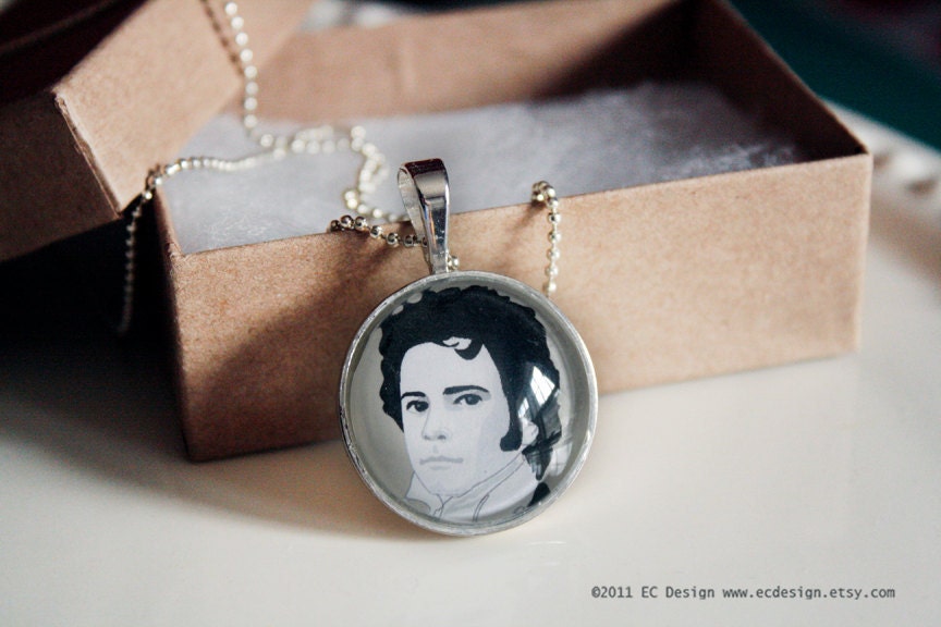 Mr. Darcy Portrait Pendant with ball chain necklace