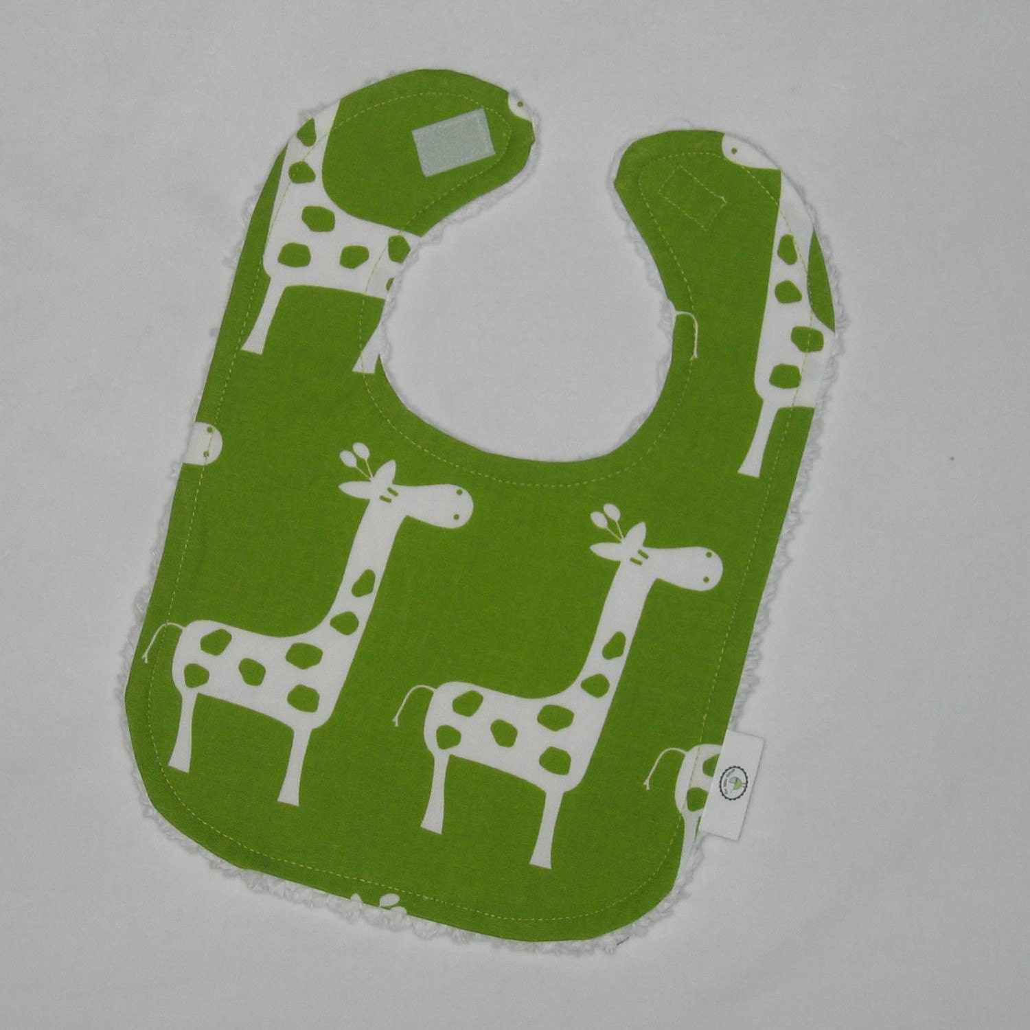 Fun Green Giraffes and Chenille Boutique Bib