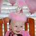 First Birthday Hat - Winter Wonderland - Pink and white stripes with aqua and hot pink accents - Free personalization