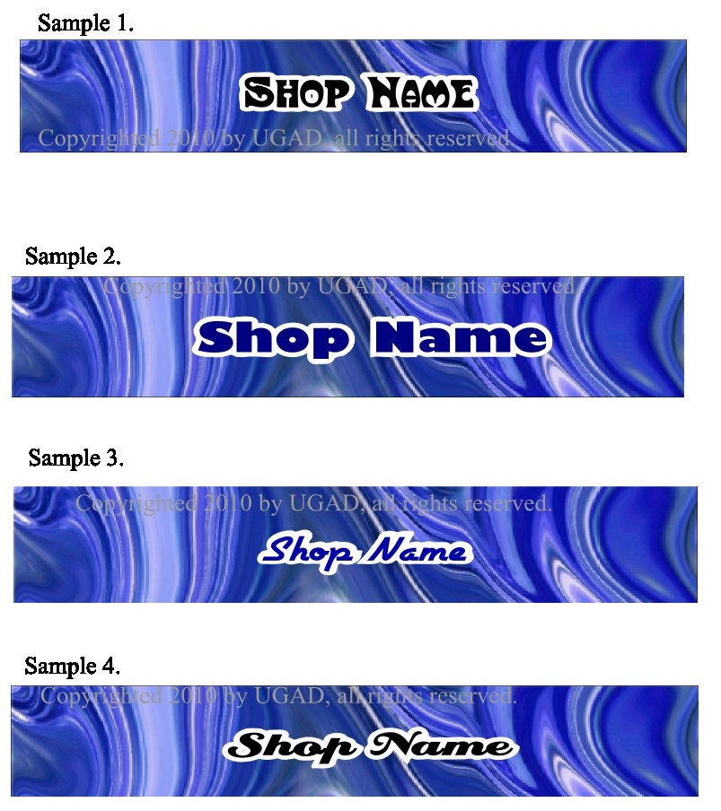 Banner and Avatar Set for Your Etsy Shop, Swirly Blue
