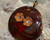OUTRAGEOUS OWL Fused Glass Pendant -- Art Glass By YM