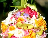 Floral Fantasia Fairytale Love Birds Wedding Pomander Kissing Ball .. Yellow Pink Green White