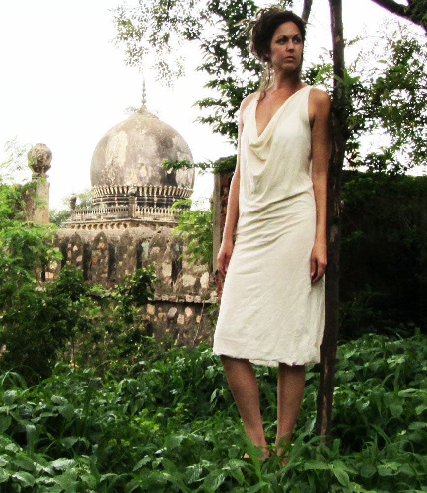 Short Float Neck Dress (locally milled organic tissue cotton)