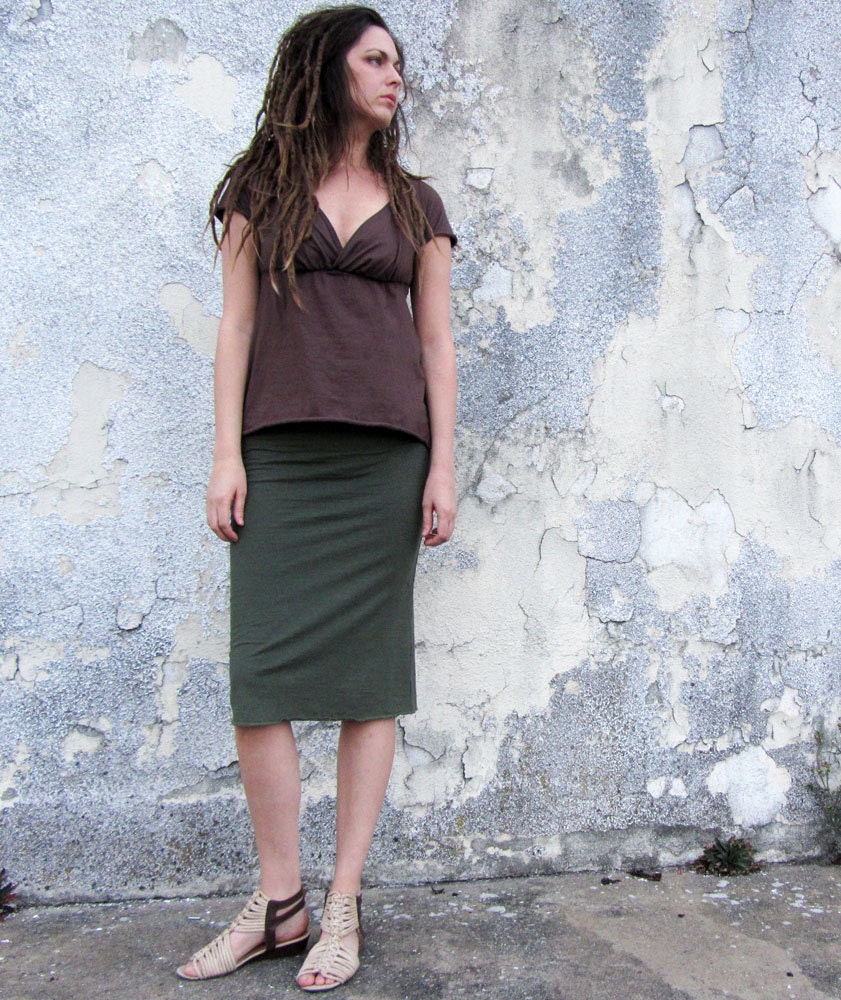 Below Knee Knit Pencil Skirt (hemp/organic cotton knit)