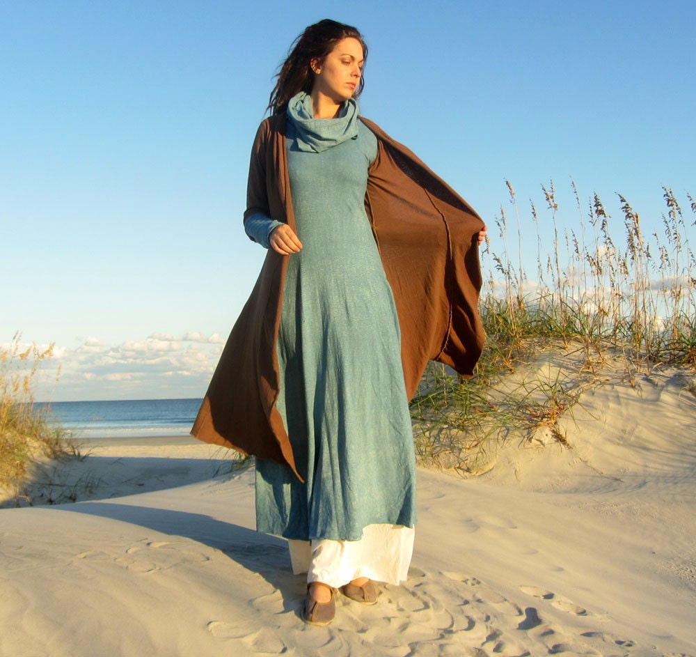 Organic Clothing - Long Chunky Cowl Dress (hemp/organic cotton knit)