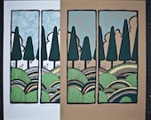 retro pine trees silkscreen poster print - exit343design