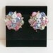 Vintage Pastel Crystal Earrings, Swarovski Crystal, Button Earrings, Cluster Earrings, Clip-On Earrings, Pastel Earrings