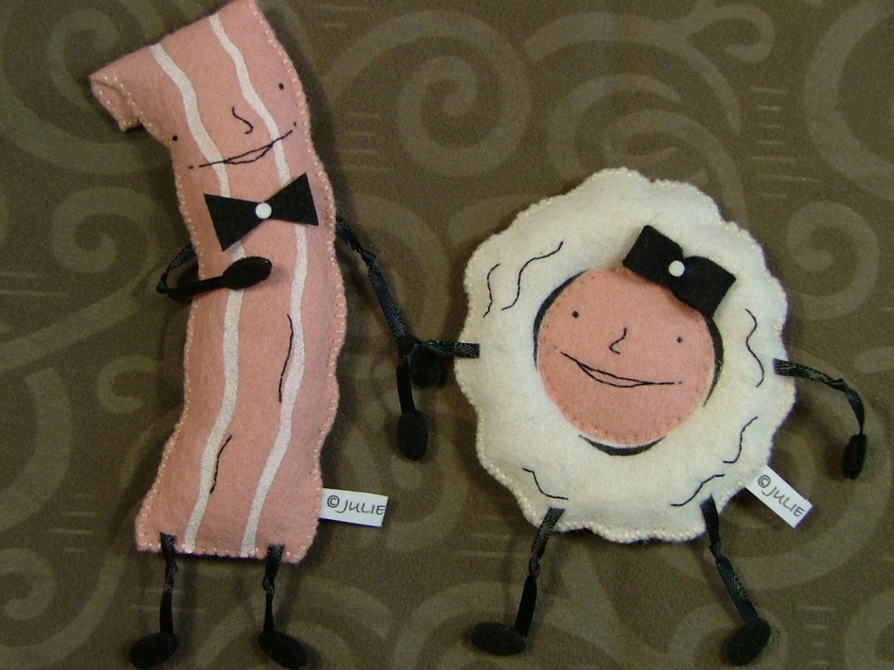 Soft Sculpture Mr. Bacon and Lady Egg