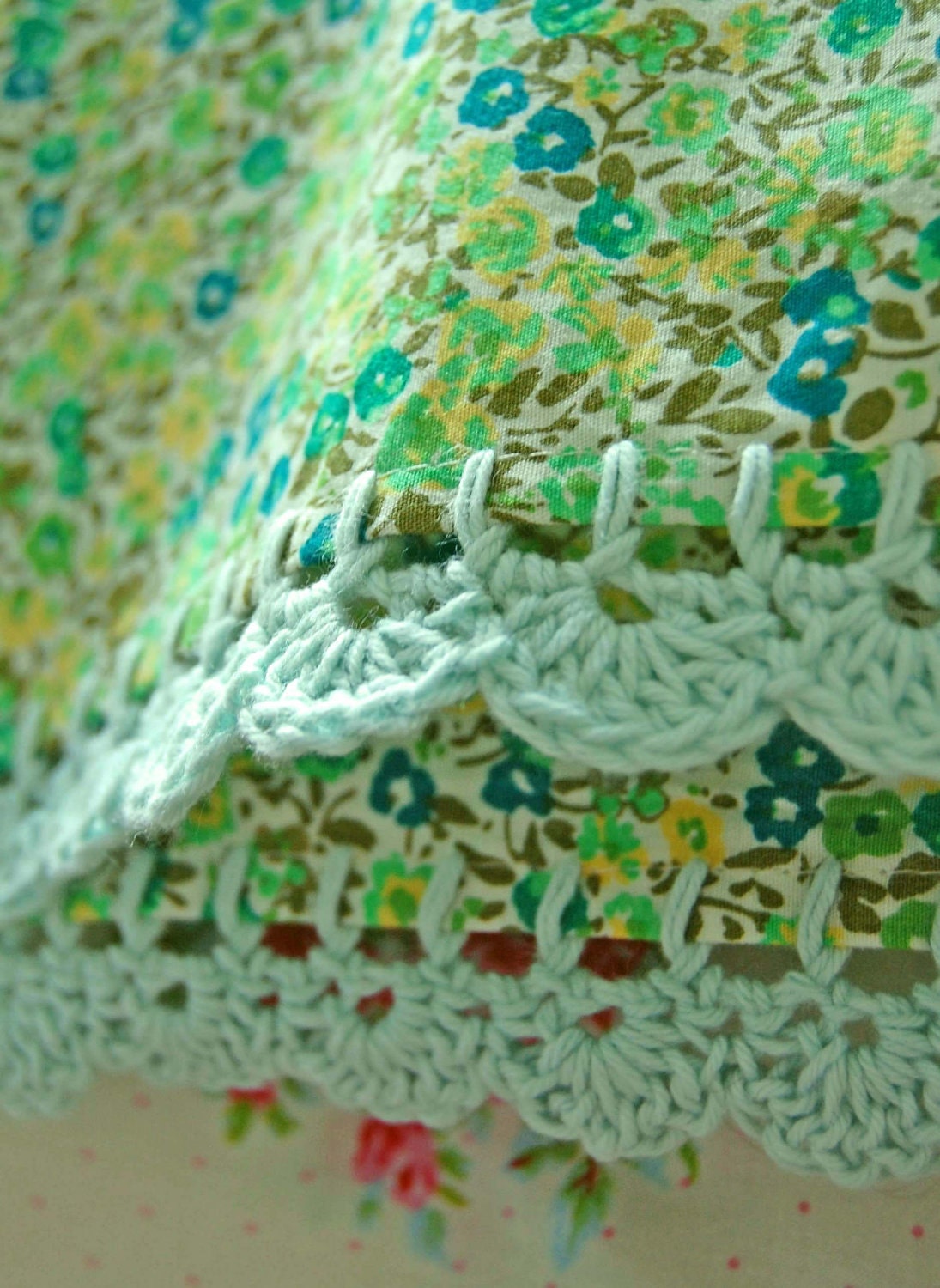 pillowcase with crochet trim  - Sweet Pea