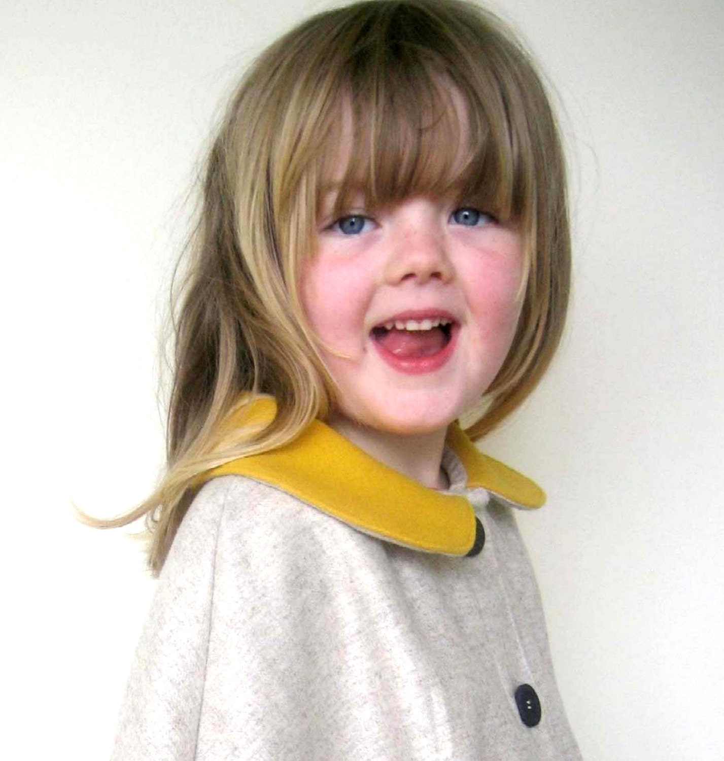 SALE Childs Wool Cape, Barley and Yellow, Last One - One Size, 3Y and Up