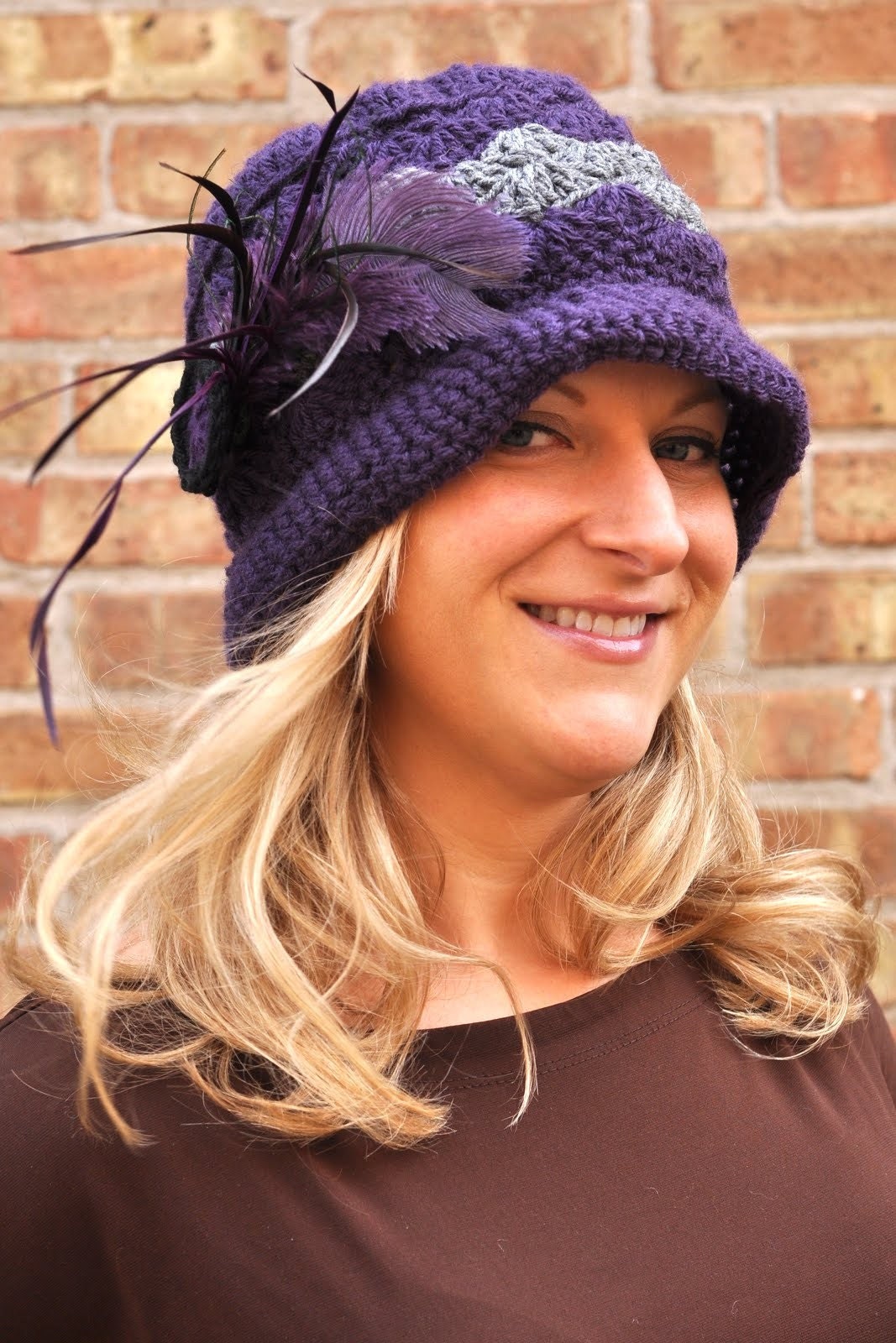 Hat - Purple & Grey Feathered Hat