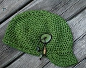 Free Shipping - Summer Cap - All Cotton - Womens Hat Accessories Fashion Winter Fashion - Beads - Ready to ship - Green