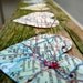 SALE - Vintage Maps Paper Garland with Hearts, 9 FEET LONG