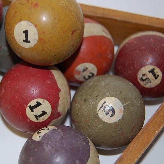 Pocket Billiard Balls pool vintage antique triangle by secondseed