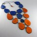 Eco Friendly Tagua Necklace in Blue and Orange with Free Shipping