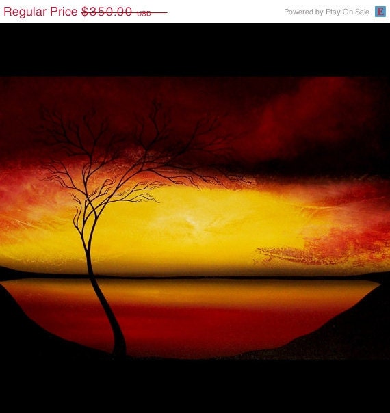WEEKEND SALE - Original Tree Painting Abstract Landscape - Decent - by Jaime Best