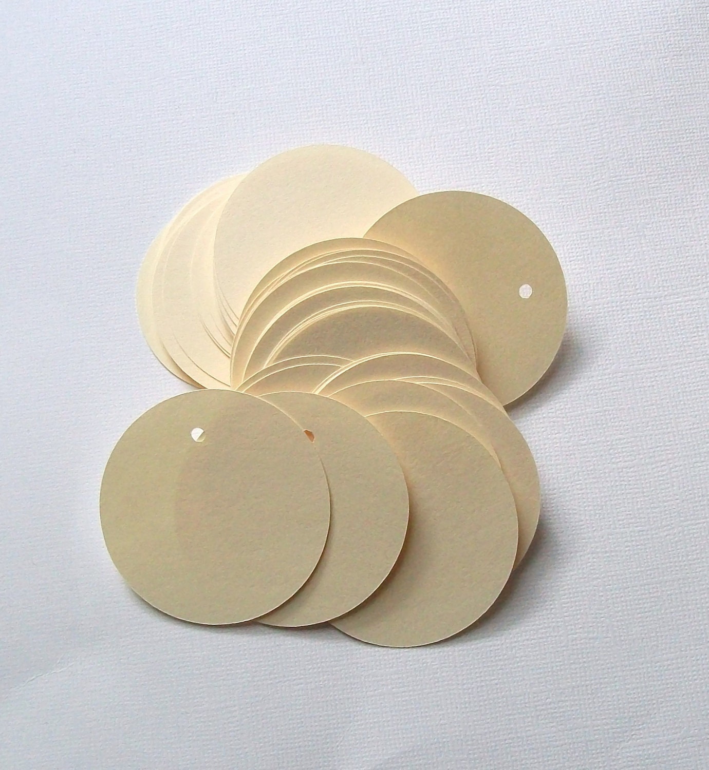 Round Die Cut Circle Tags with Holes Ivory Card by paperpixie