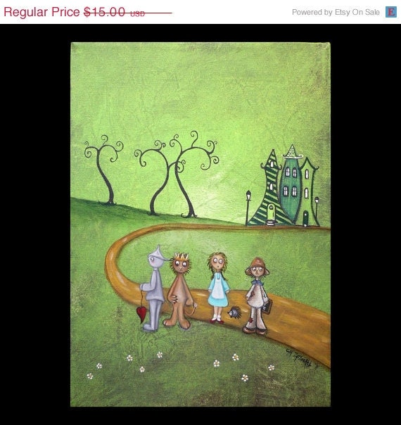 50%SALE - Wizard of Oz Whimsical Fairytale Art Print -- Emerald City