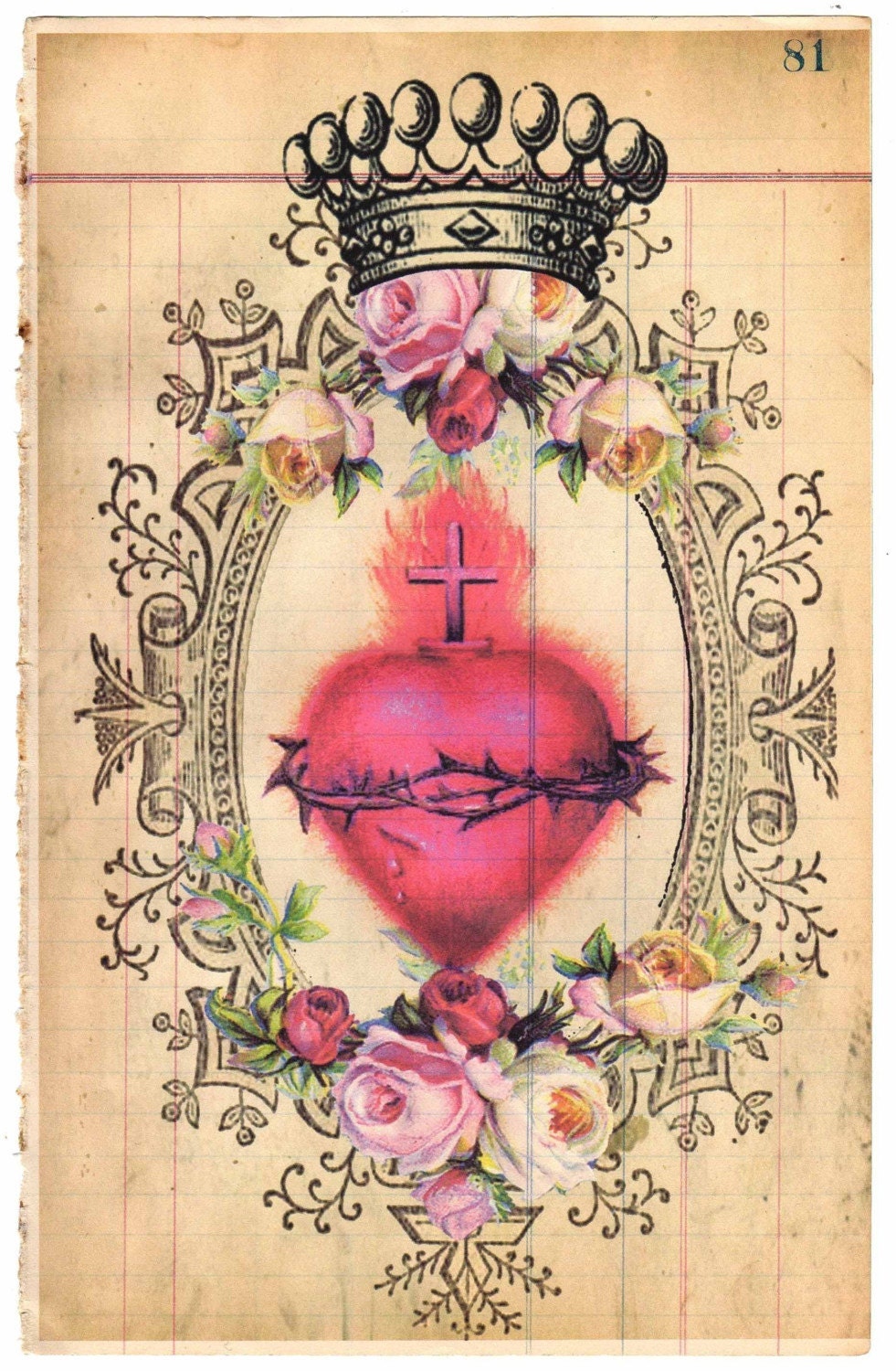 My Sacred Heart - Vintage Paper Collage