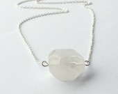 Ice Cube silver necklace, white stone necklace