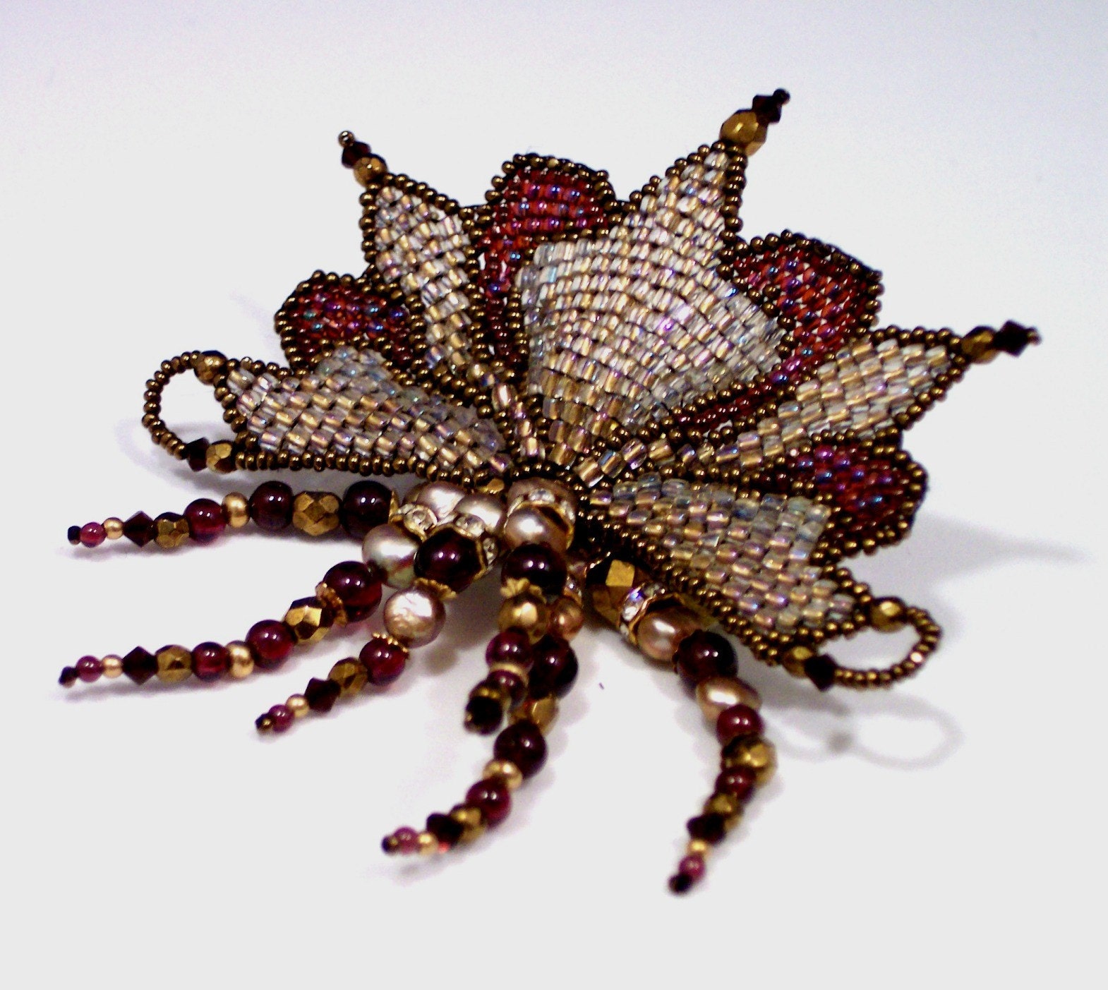 Art Nouveau Kashmir Garnet and Pearl Brooch
