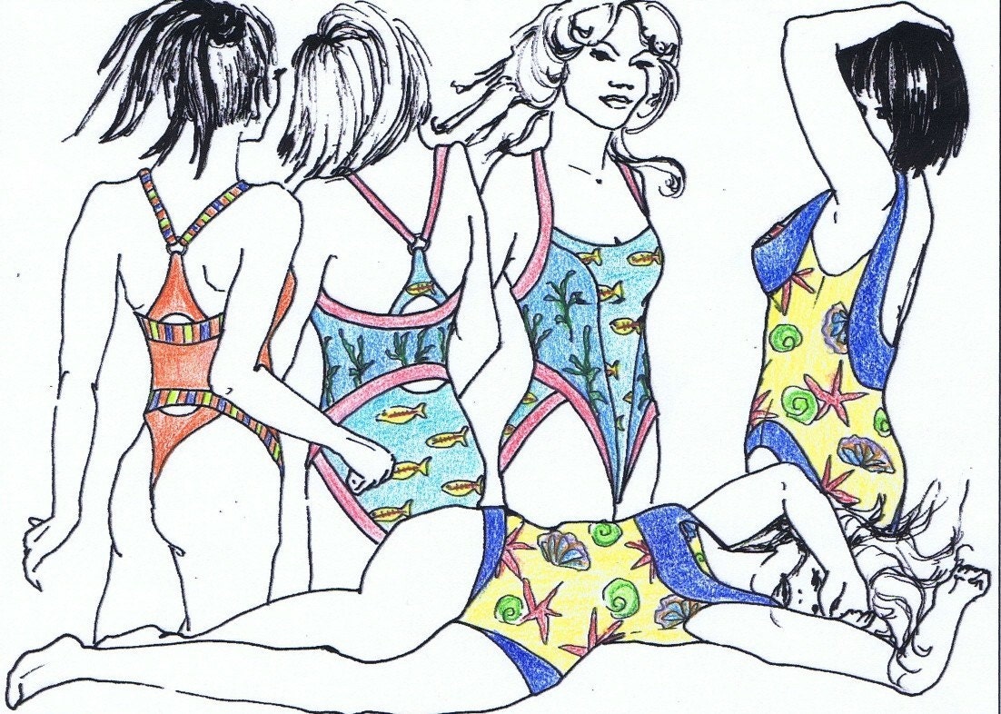 Sewing pattern BAD24 with 2 SWIMSUITS by Merckwaerdigh