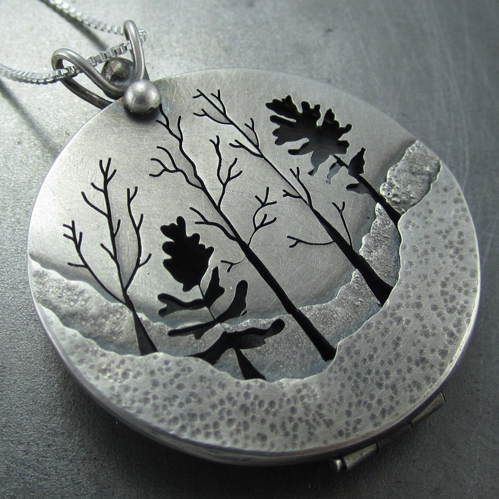 Silver Locket - Woodland Forest Silver Tree Locket by Beth Millner