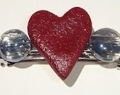 Red Heart clear glass gems and cabs by FusedGlassbyGinger handmade barrette hair clip