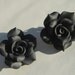 large black polymer clay rose clip on earrings