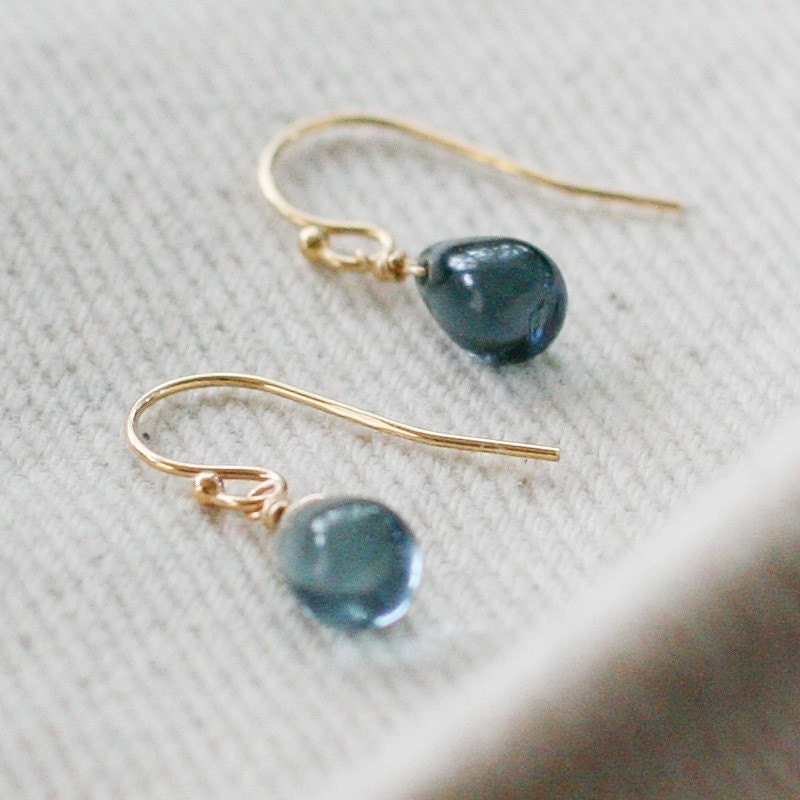 night swimming - gold and blue teardrop earrings by elephantine